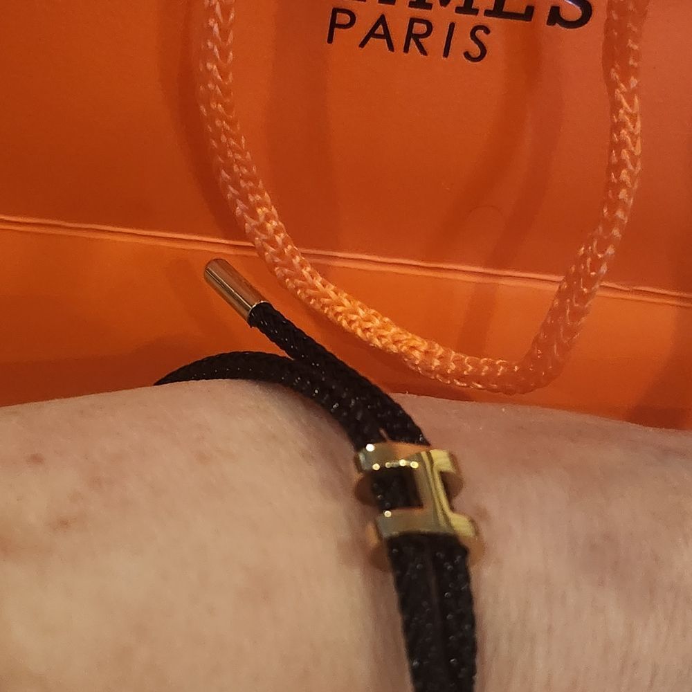 Hermes Black and Gold H Rope Bracelet - Picture 5 of 6